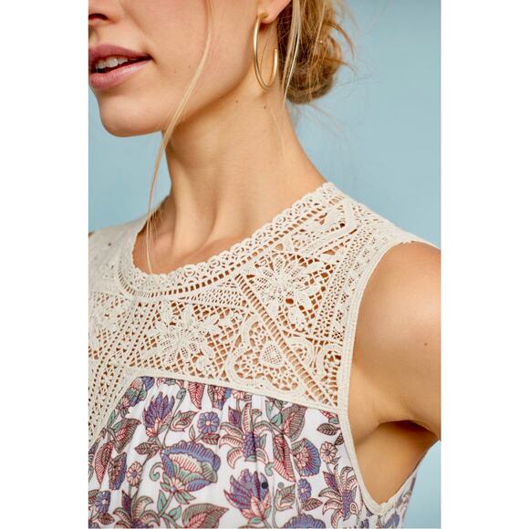 Anthropologie | Maeve | Laced Eleanor Sleeveless Blouse | Sz Small - Picture 3 of 7